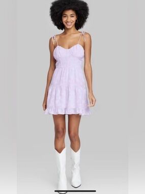 wild fable Lilac Tie-Shoulder Mini Dress